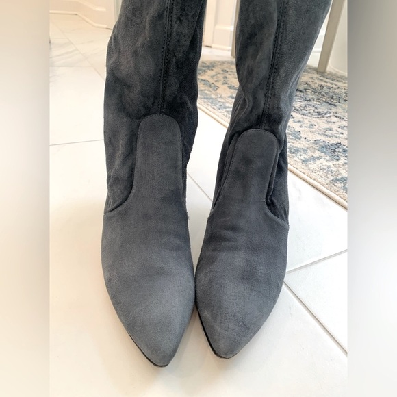 Stuart Weitzman Blue/Dark Gray Suede Ankle Boots - Picture 6 of 16
